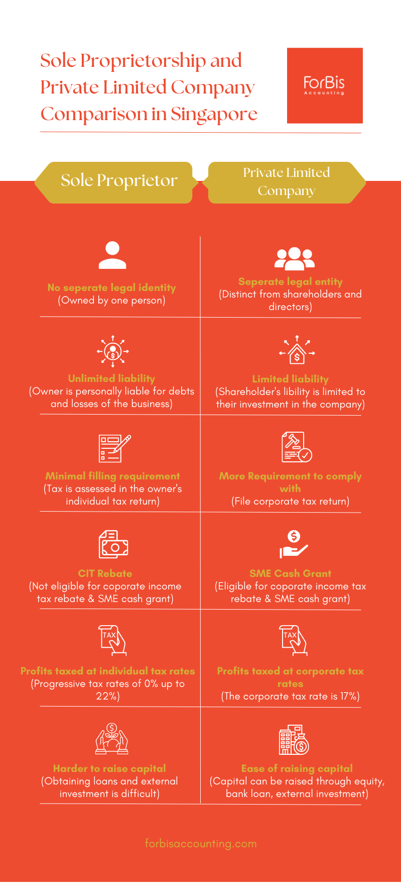 Sole Proprietor and Private Limited Company Comparison in Singapore